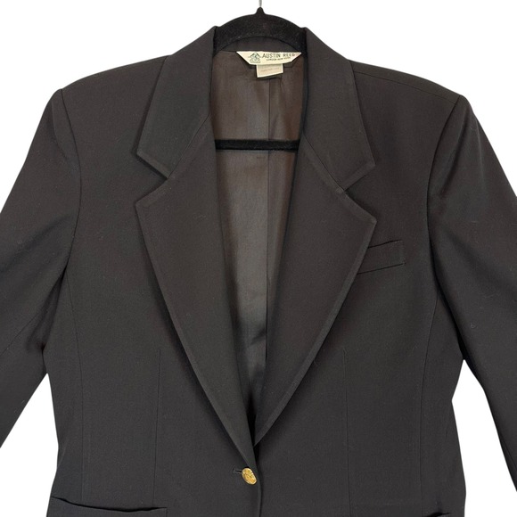 Vintage Austin Reed Worsted Wool Blazer Womens 8 Black Gold Button Classic - Picture 4 of 8